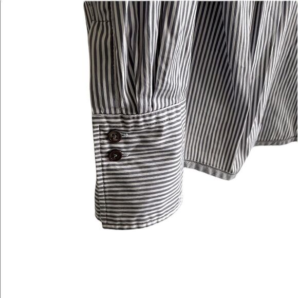 Max VOLMARY Diamonds And Pearls Striped Button Front Shirt Blue White 14 - Picture 8 of 11